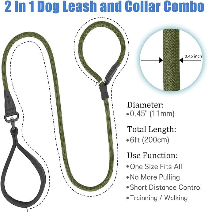 Strong Slip Dog Leash - Army Green