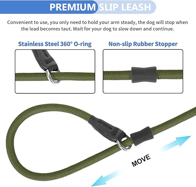 Strong Slip Dog Leash - Army Green