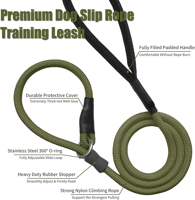 Strong Slip Dog Leash - Army Green